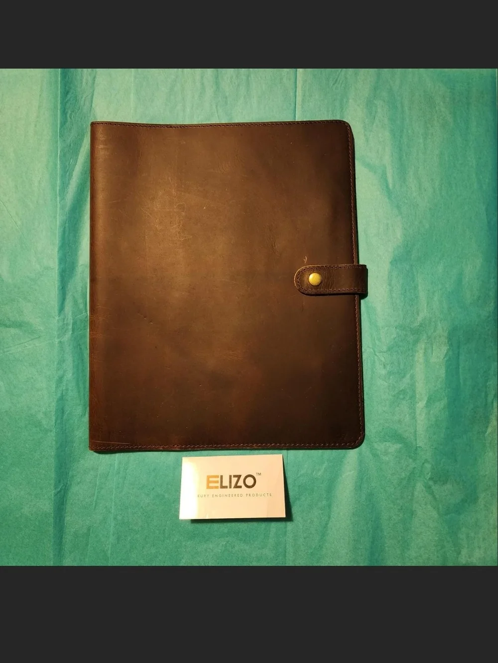 Brown Leather Key & Card Holder with Snap Closure
